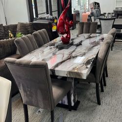 Faux Marble Dining Table 