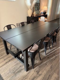 Kitchen table and metal chairs