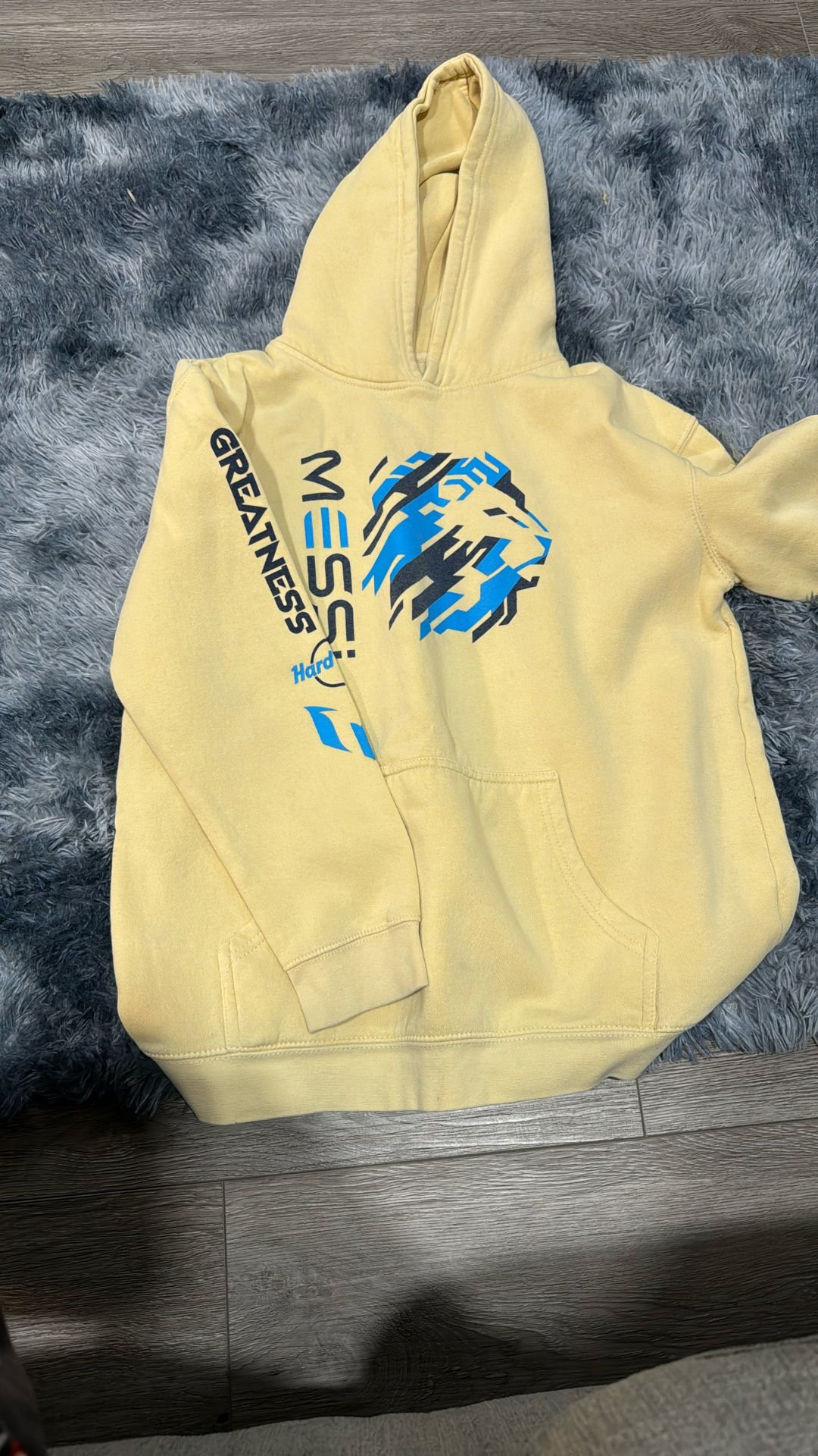 Messi x Hard Rock Cafe Hoodie – XL – Limited Drop – Yellow/Blue – Rare Size