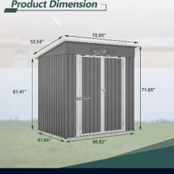 6'x4' Outdoor Metal Storage Shed for Garden Tools Lockable Door With Floor Frame