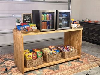 Rustic Wood Snack Station Console Table