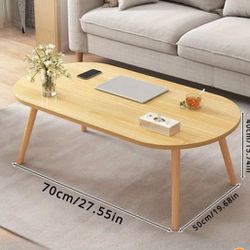 Elegant Elliptical Solid Wood Coffee Table - Versatile Small Coffee Table for Living Room, Bedroom or Outdoor Use.