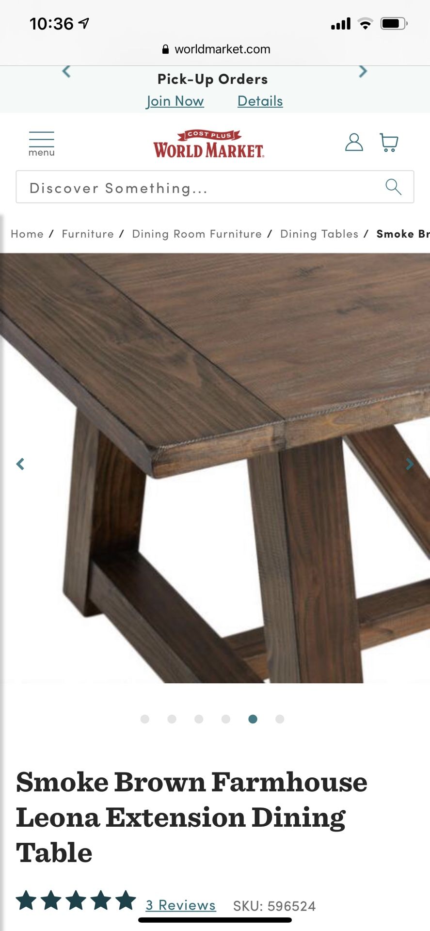 World Market - Smoke Brown Farmhouse Leona Dining Table