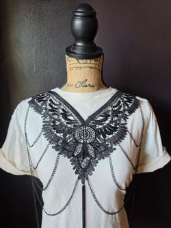 Black Butterfly lace and chain bodice harness