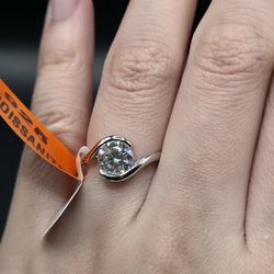Stamped Sterling Silver, Genuine Moissanite Engagment Ring