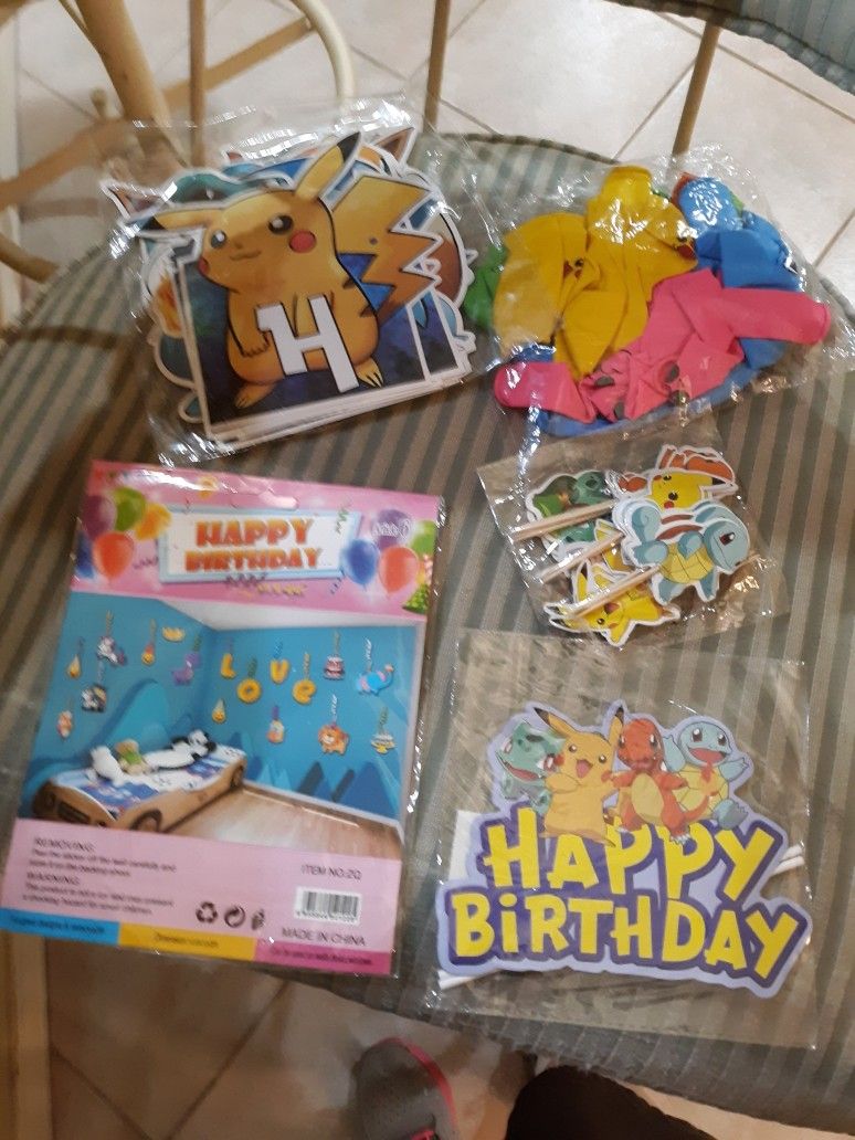 Pikachu Party Balloons And Banner