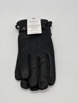 Royce Black Lambskin Leather Touchscreen Gloves, Size Large