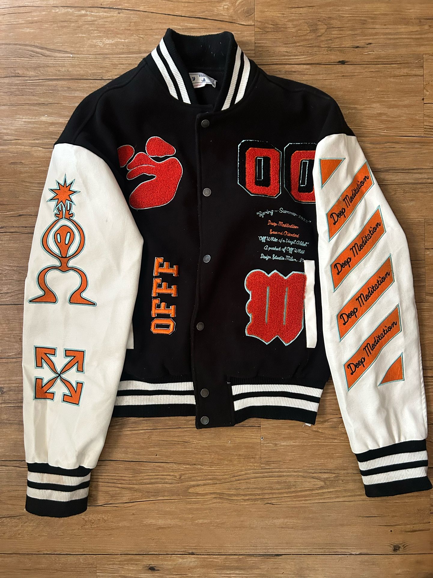 off white button up jacket