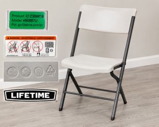 SET OF 6 Lifetime 80887U Heavy Duty Folding Chair White HDPE Steel Frame Commercial