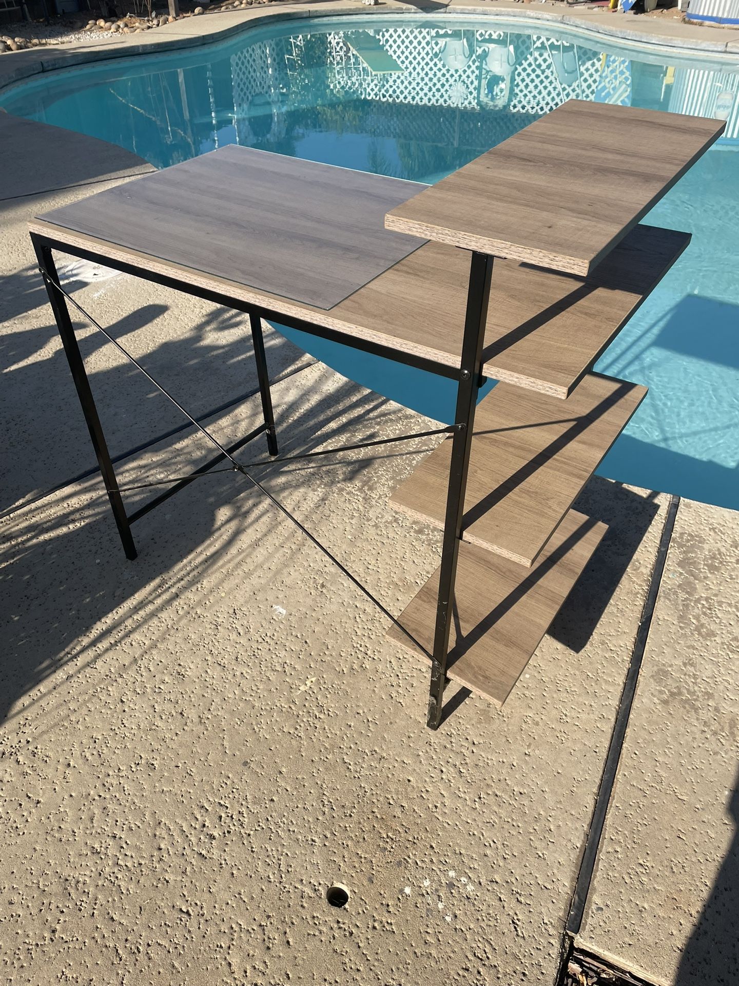 Multi purpose desk with 2 bottom shelves study - 36 inches high / 19 .5 inches deep /  36 inches wide 