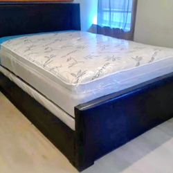 $440 Queen bed frame with mattress and box-spring brand new free delivery free assembly