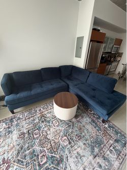 Stunning dark blue velvet modular sectional sofa / couch