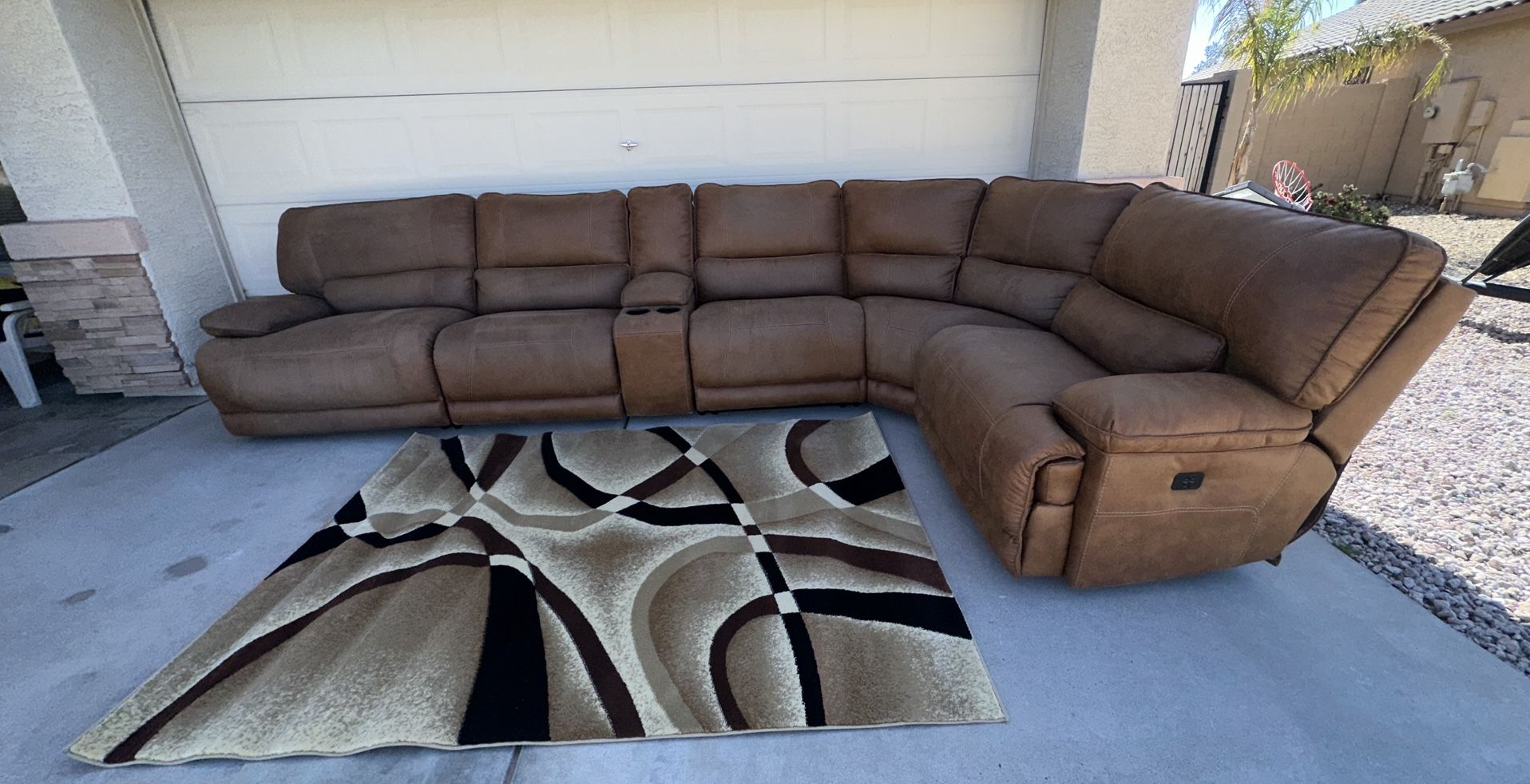 Sectional From Ashley 6 Piece 3 Recliners 2 Electric Big Oversized Pillows