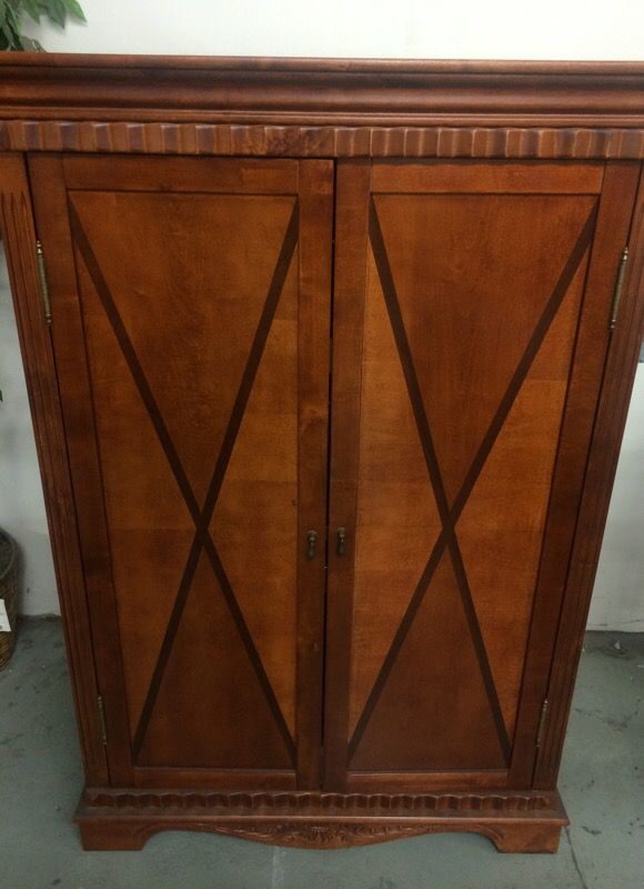 Cherry finish computer cabinet with storage