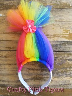 Rainbow troll inspired headband