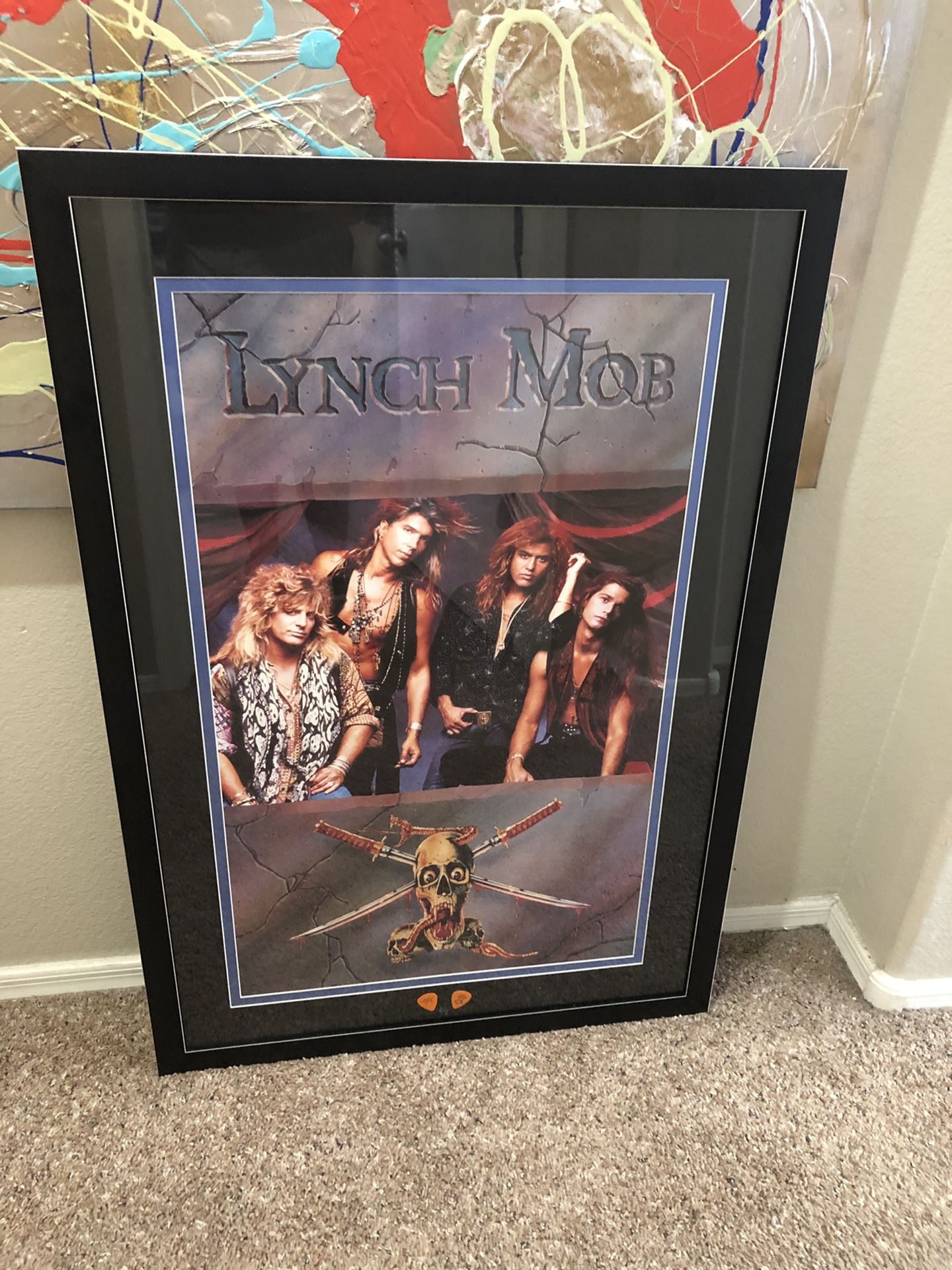 Lynch mob Framed Tour Poster With George Lynch Picks And Signed Pick Gaurd By George Lynch