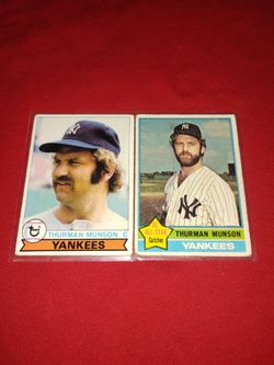 2 Vintage Old 1970's Thurman Munson Topps Baseball Cards