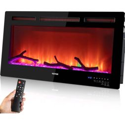 VEVOR Electric Fireplace, 50-inch Recessed and Wall Mounted, Fit for 2 x 4 and 2 x 6 Stud, Adjustable Flame Colors and Speed - Dining , Living Room