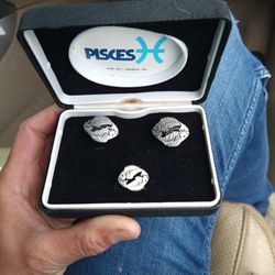 Pisces Silverfish Cufflinks And Tie Pin