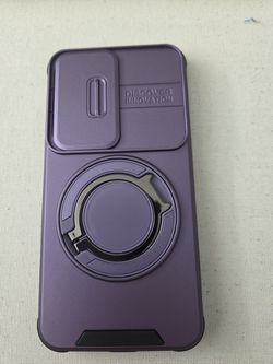 Purple phone case with sliding camera window