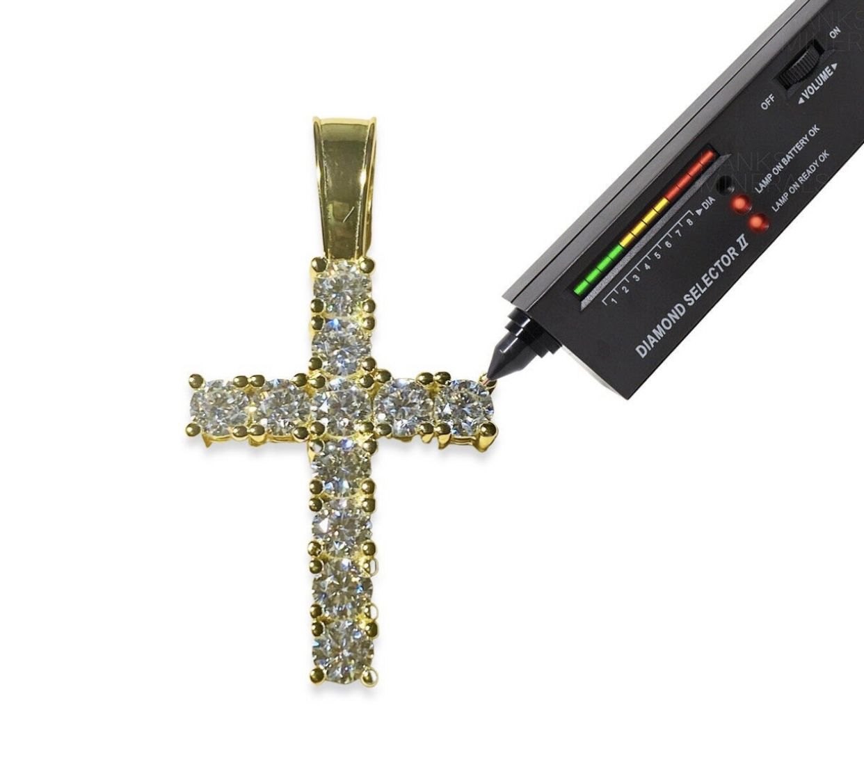 Moissanite Cross Crucifix Pendant Men Women Italy 925 Sterling Silver, 14K Gold 5X Layered, Jesus Christ Pendant, Passes Diamond Tester