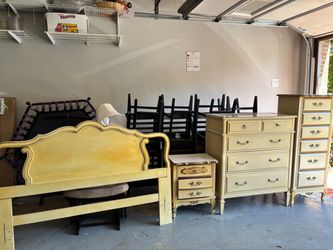 French Provincial Bedroom Set – Headboard, Dresser, Nightstand, Chest