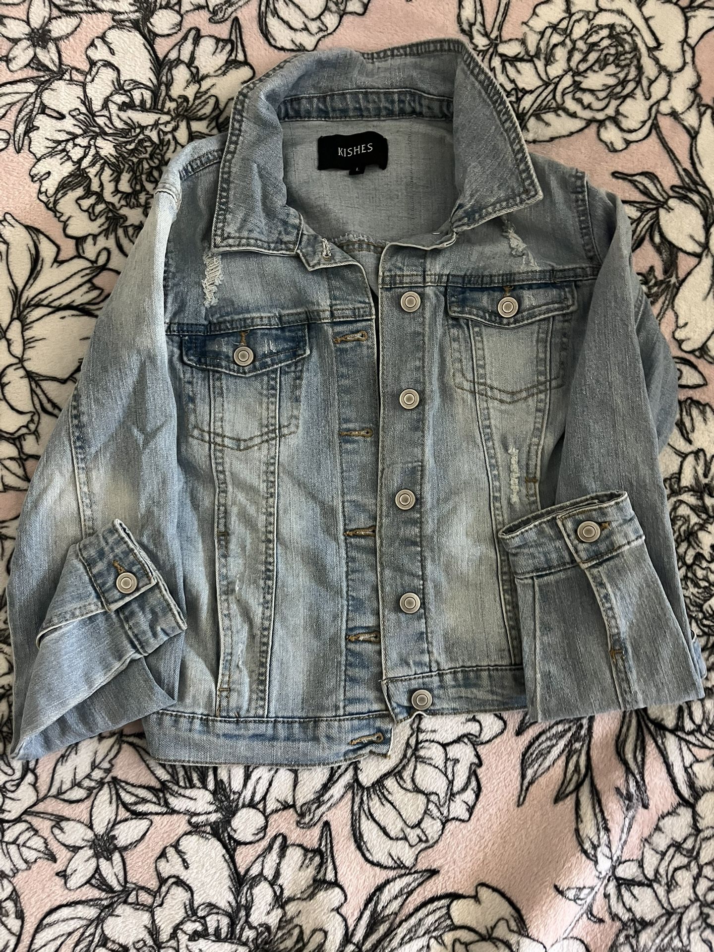 Denim Jacket, KISHES, Size L, Baby Blue