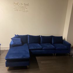 Full Modern Blue  Living Room Set –✨ Sectional, Ottoman, Barstools & LED Fireplace🔥