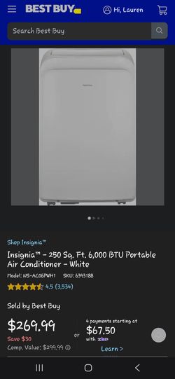 Portable Air Conditioner 250sq ft