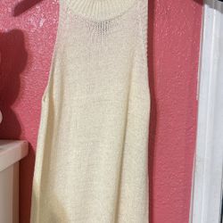 Worthington Cream Sleeveless Turtleneck Sweater