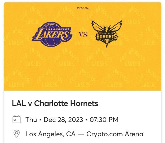 2 Laker Tix 12/28/23