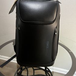 BANGE Business Smart Backpack Waterproof fit 15.6 Inch Laptop Backpack with USB Charging Port,Travel Durable Backpack (leather black, Medium)