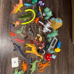 vintage animal dinosaur toy lot