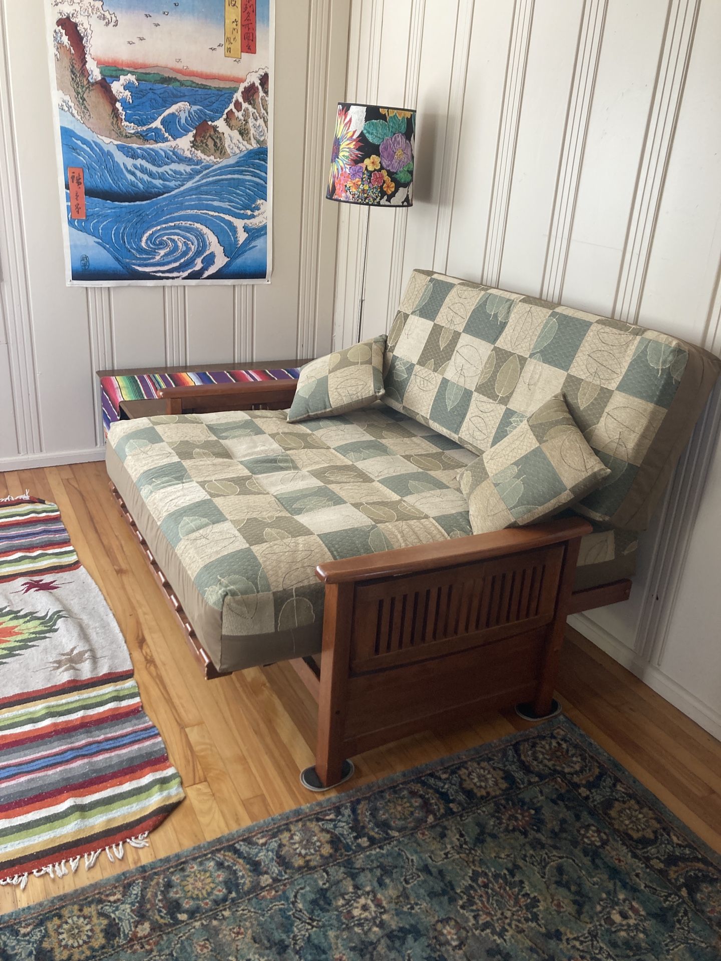 Antique Polynesian Wood Couch Futon 