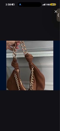 Women’s Brown Shoulder Bag with Gold Chain