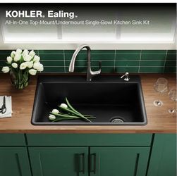 KOHLER All-In-One Drop-in or undermount 33-in x 22-in Composite Single bowl Kitchen Sink All-in-One Kit
