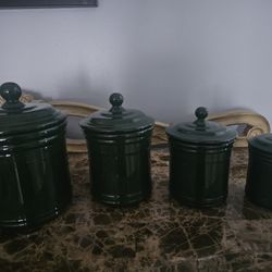 Ceramic green Jars Set (4)