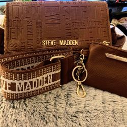 Steve Madden Cognac Blaurie Crossbody Wallet Bag 