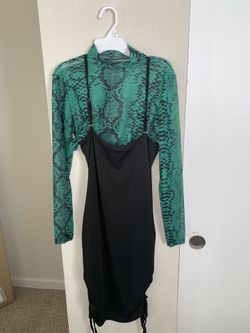 Sheer Green Top With Black Dress