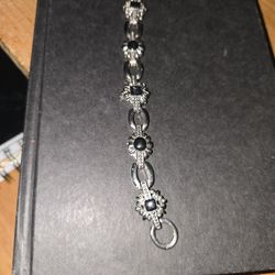 Stainless Steel And Onyx Bracelet  7 Inches