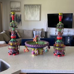 Handcrafted Beaded Candle Holder Set