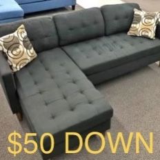 Compact Black Sectional (Finance & Free Delivery)