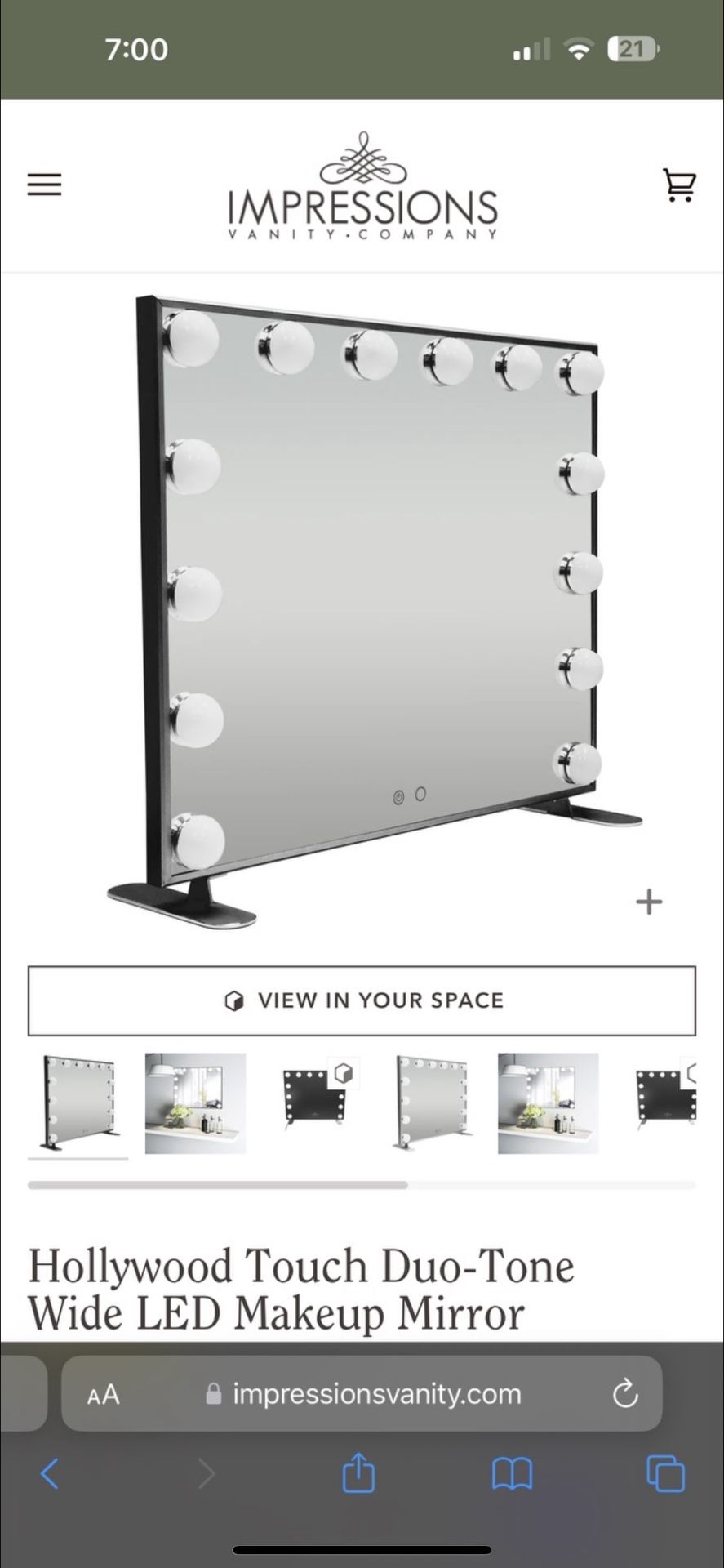 Impressions vanity Touch Duo-tone Wide LEF Makeup Mirror