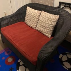 Black Wicker Loveseat Sofa
