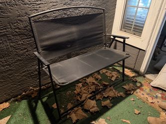 Black Metal Mesh Outdoor Patio Bench
