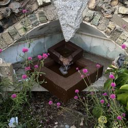 Outdoor Fountain Flat Square Brown Solar Fiberglass