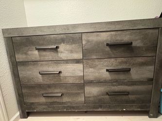 6-Drawer Gray Wood Dresser