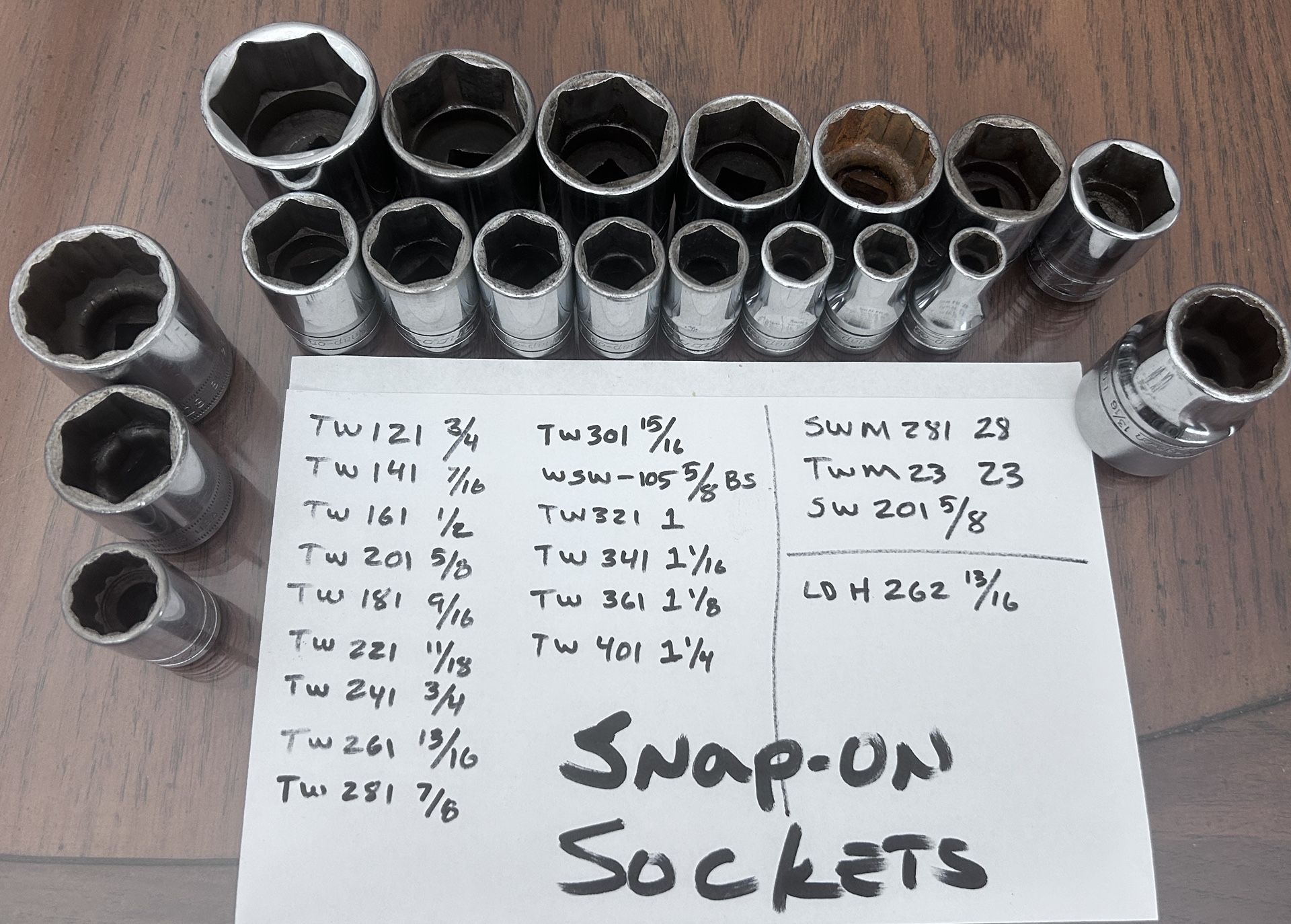 Snap-on Sockets Different Sizes,