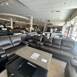 Brown 3pc Recliner Set Sofa Loveseat Chair 