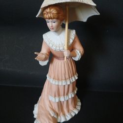 Vintage 1999 Home Interiors Miss Georgia Figurine with Umbrella (88012-99, 9" tall)